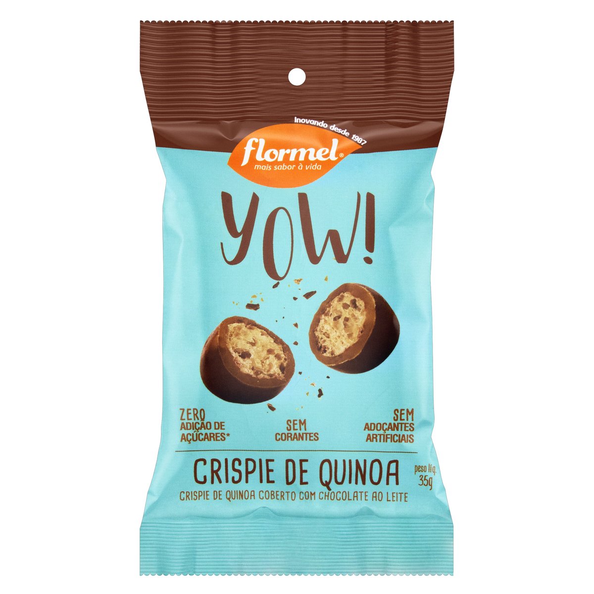 Crispie de Quinoa Cobertura Chocolate ao Leite Flormel Yow 35g