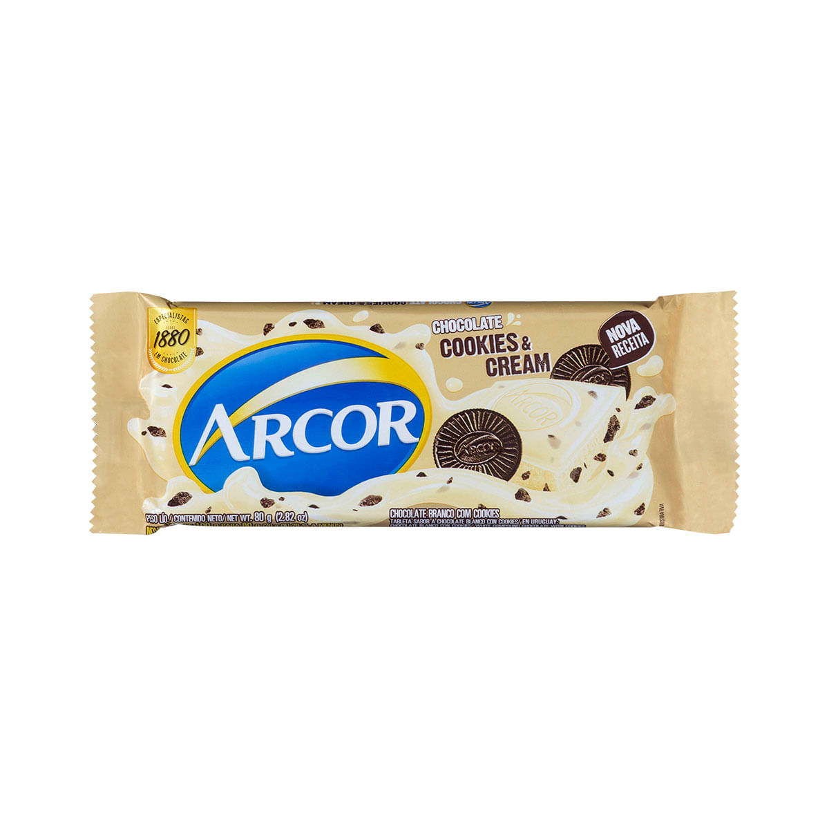 Chocolate Branco com Cookis &amp; Cream Arcor 80g