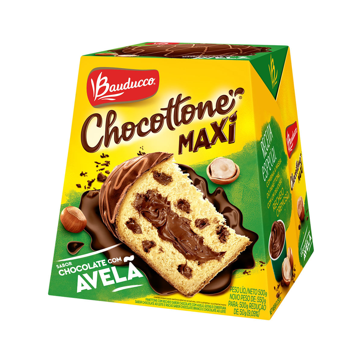 Chocotone de Chocolate com Avelã e Gotas de Chocolate Bauducco Maxi 500g