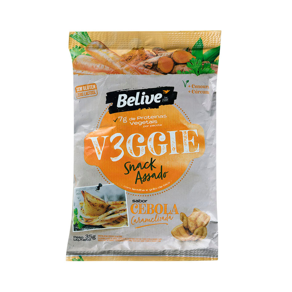 Snack Assado Veggie Belive Sabor Cebola Caramelizada 35g