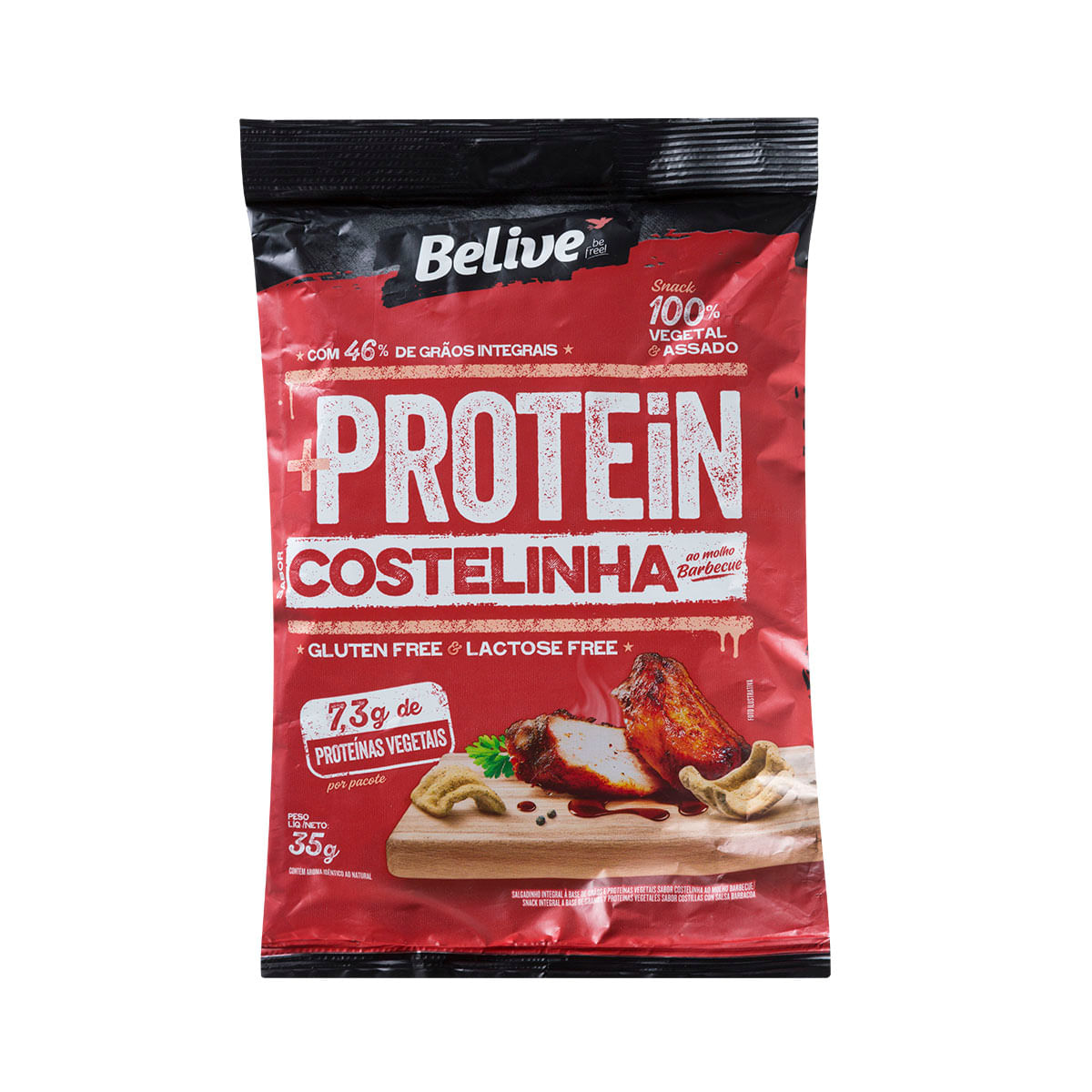 Snack Integral Belive +Protein Costelinha ao Molho Barbecue Zero Lactose 35g