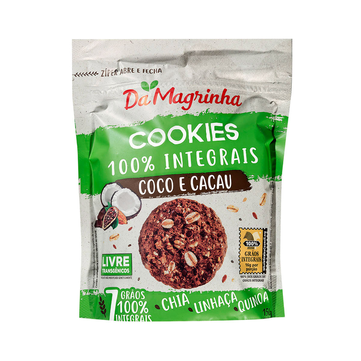 Cookie Cacau e Coco, Integral, Da Magrinha 150g