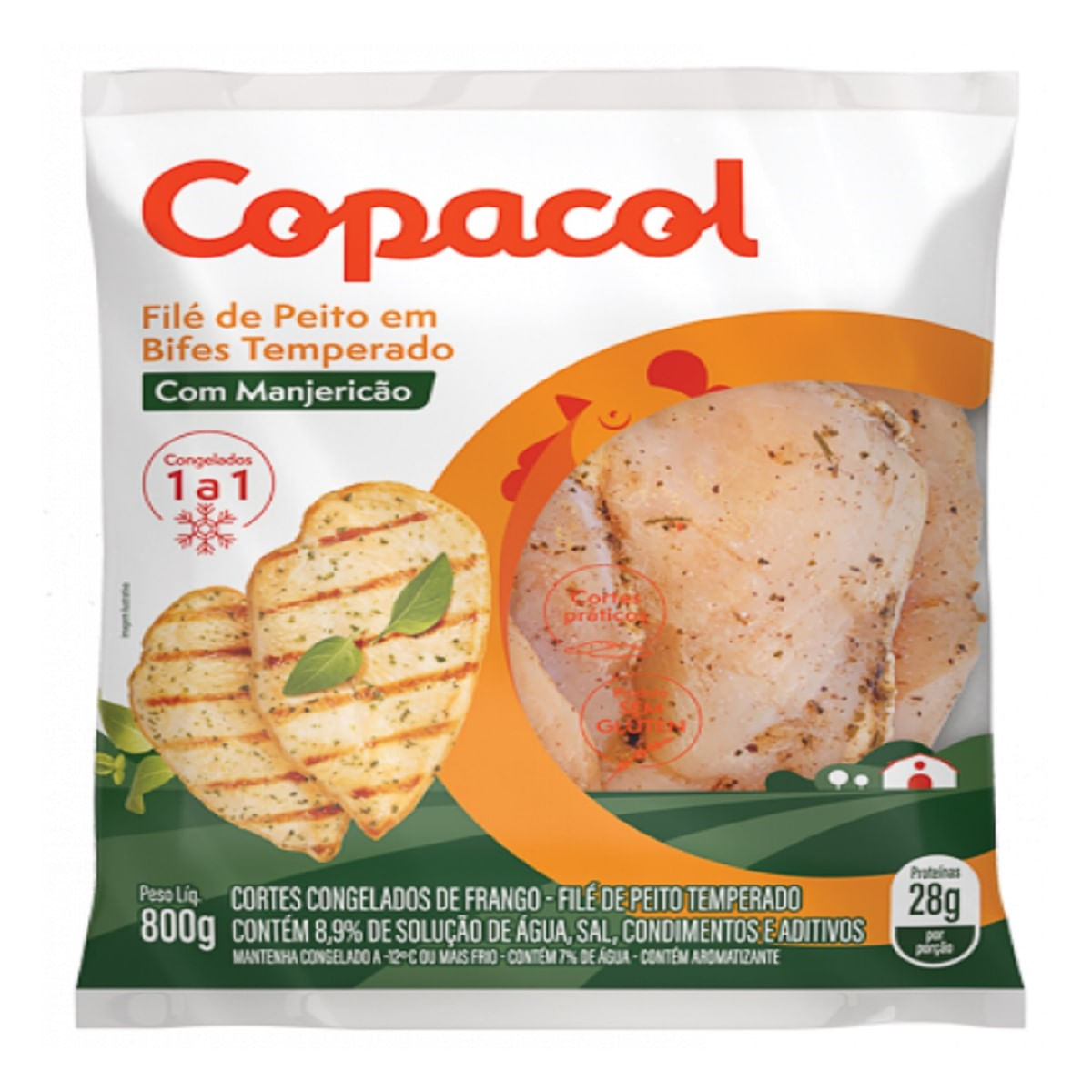 Filé de Peito de Frango em Bifes Congelado com Manjericão Copacol 800 g