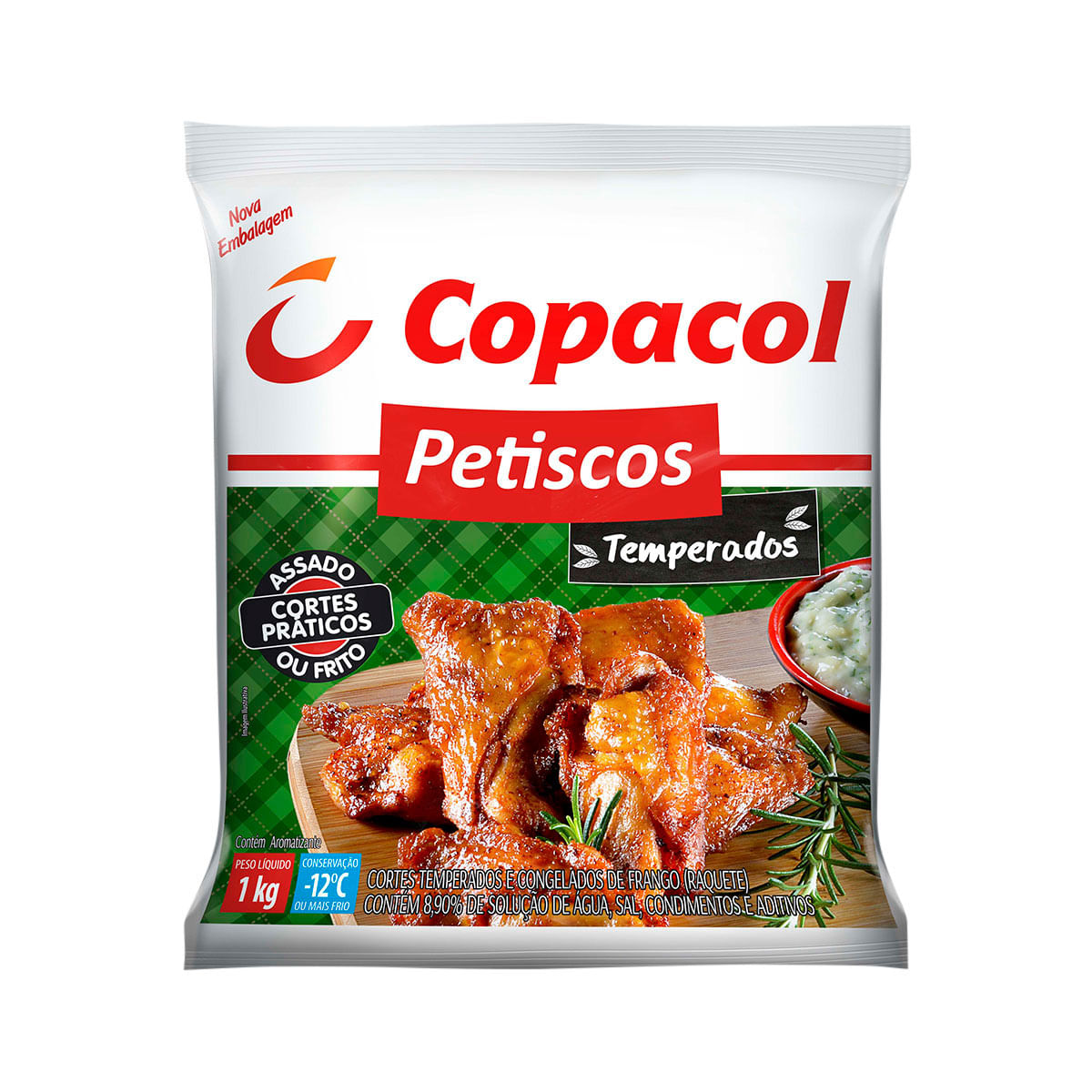 Coxinha da Asa de Frango Temperada Congelado Copacol 1Kg