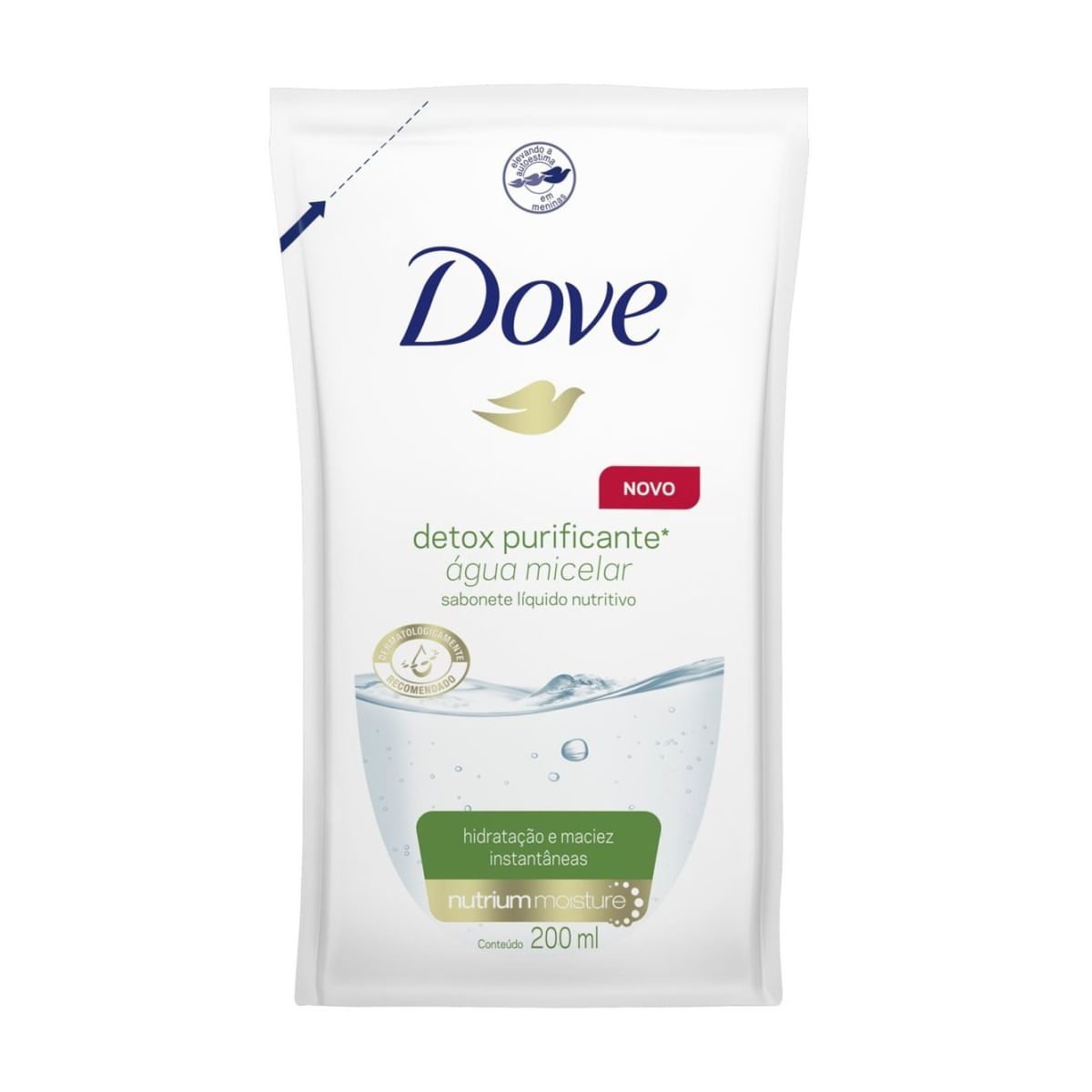 Refil para Sabonete Líquido Corporal Dove Detox Purificante Água Micelar 200ml