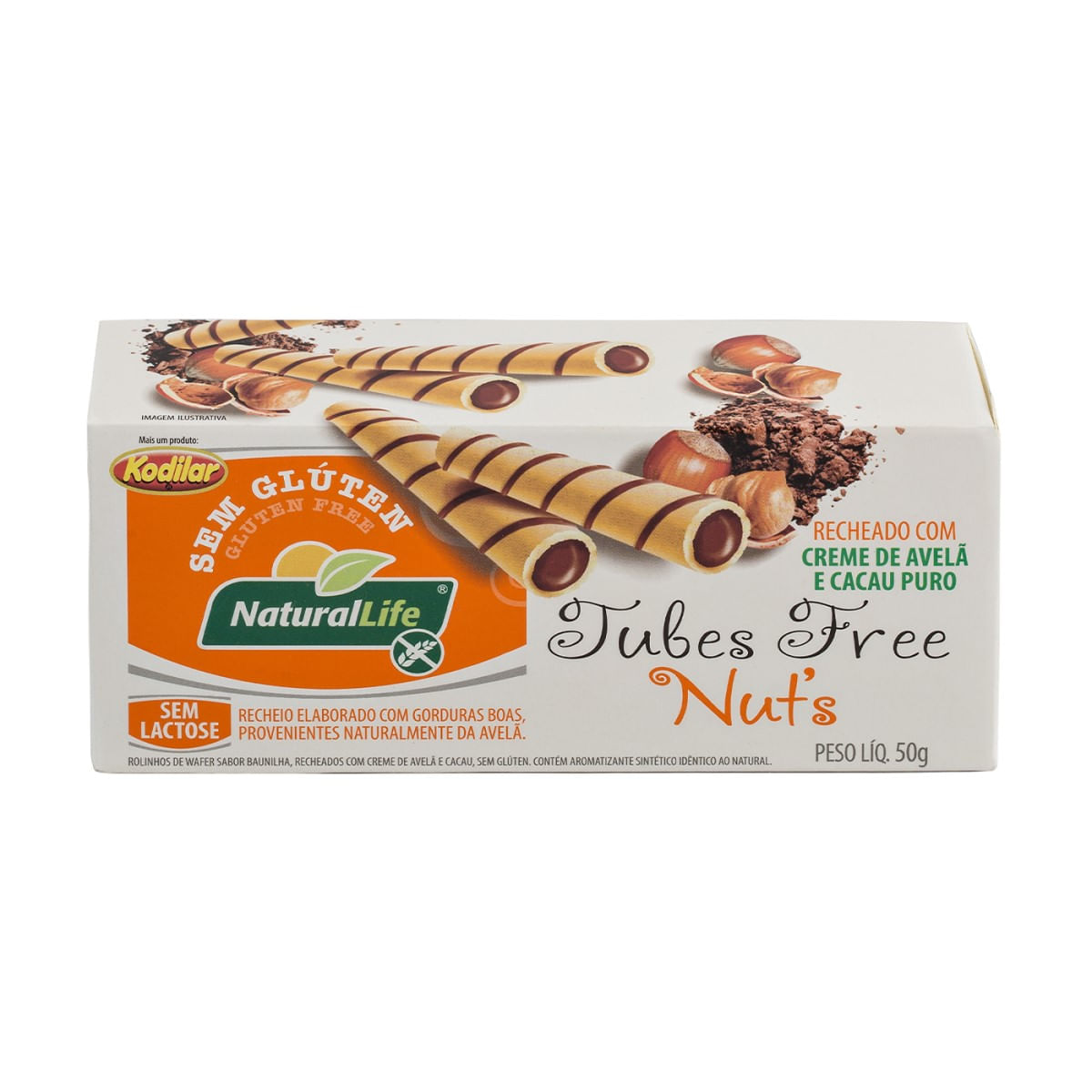 Rolinho Wafer Sem Glúten Creme de Avelã e Cacau Kodilar Natural Life 50 g