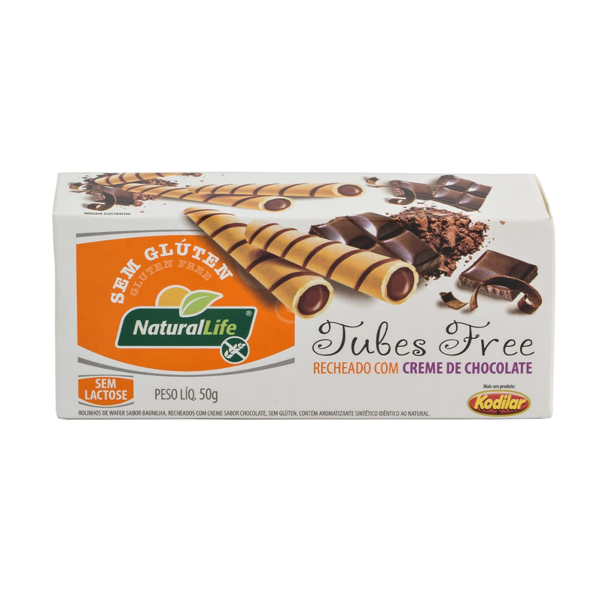 Rolinho Wafer Sem Glúten Creme de Chocolate Kodilar Natural Life 50 g