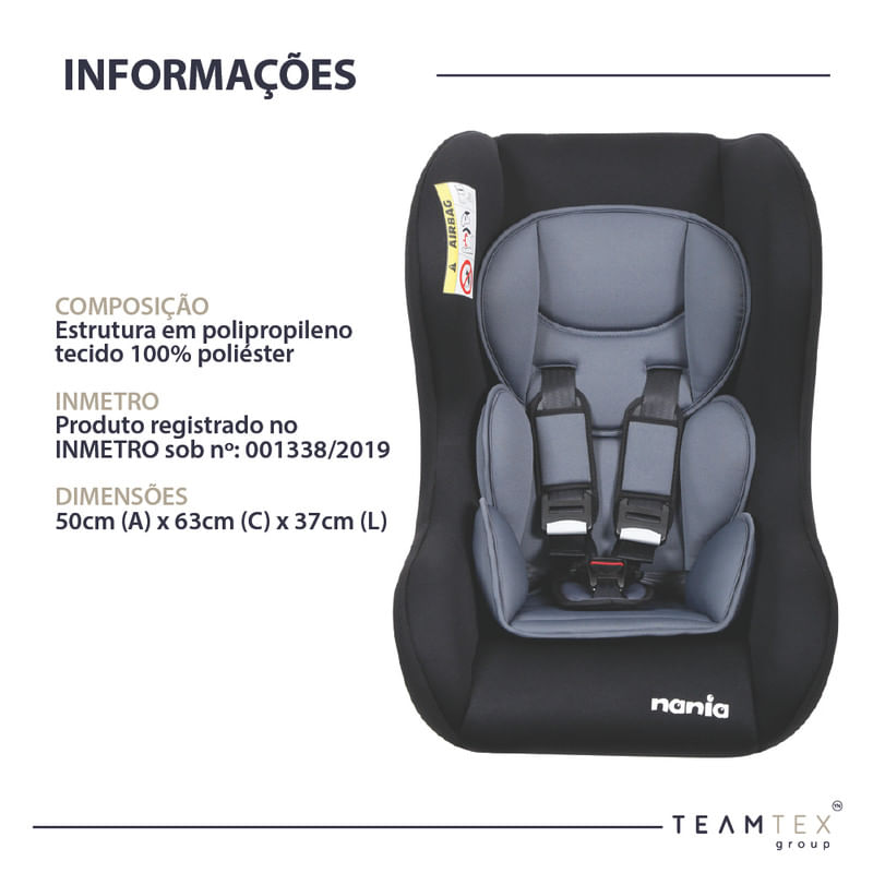 Cadeira para Auto Nania Trio Fonce Cinza Suporta 25 kg