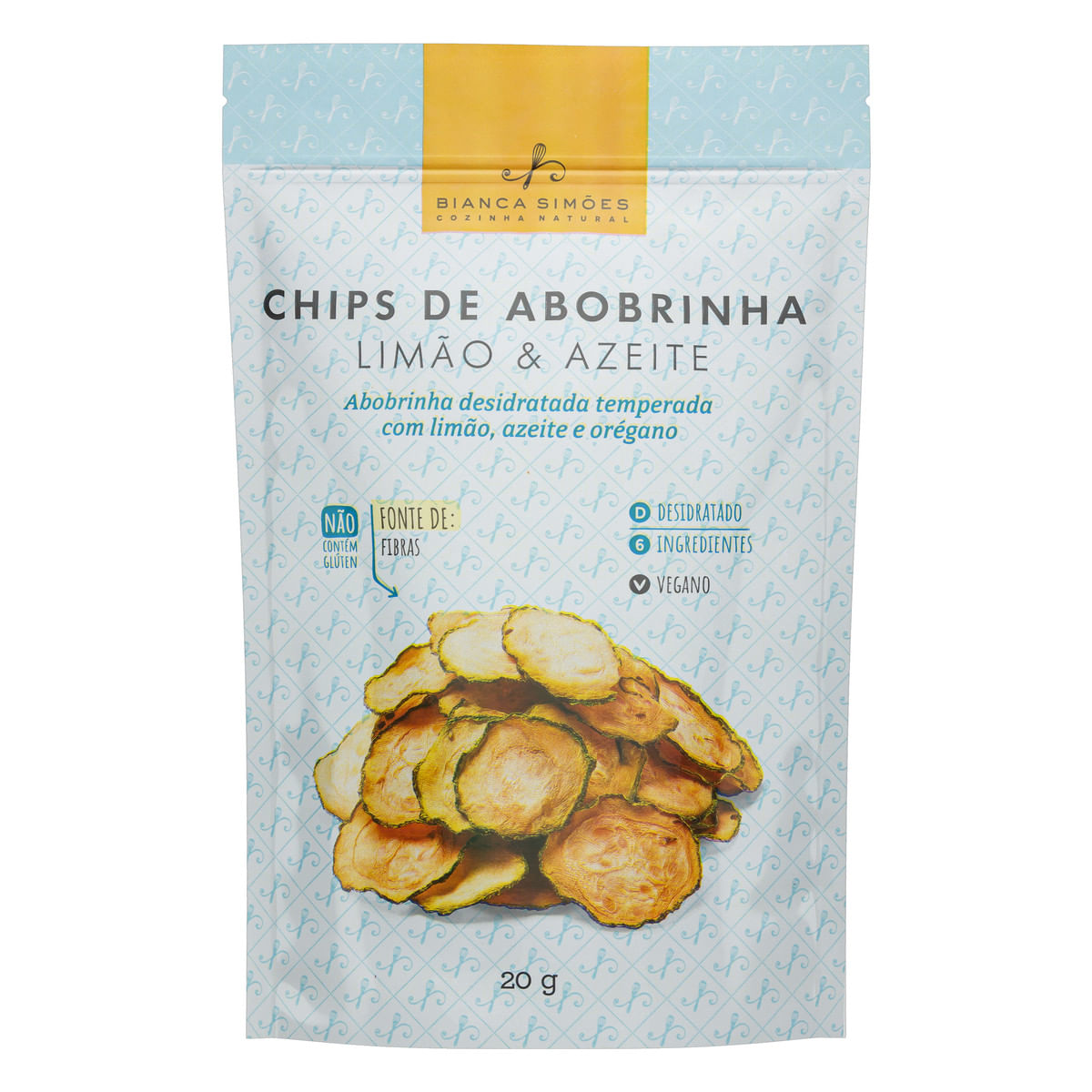 Chips de Abobrinha Limão &amp; Azeite Bianca Simões Pouch 20 g