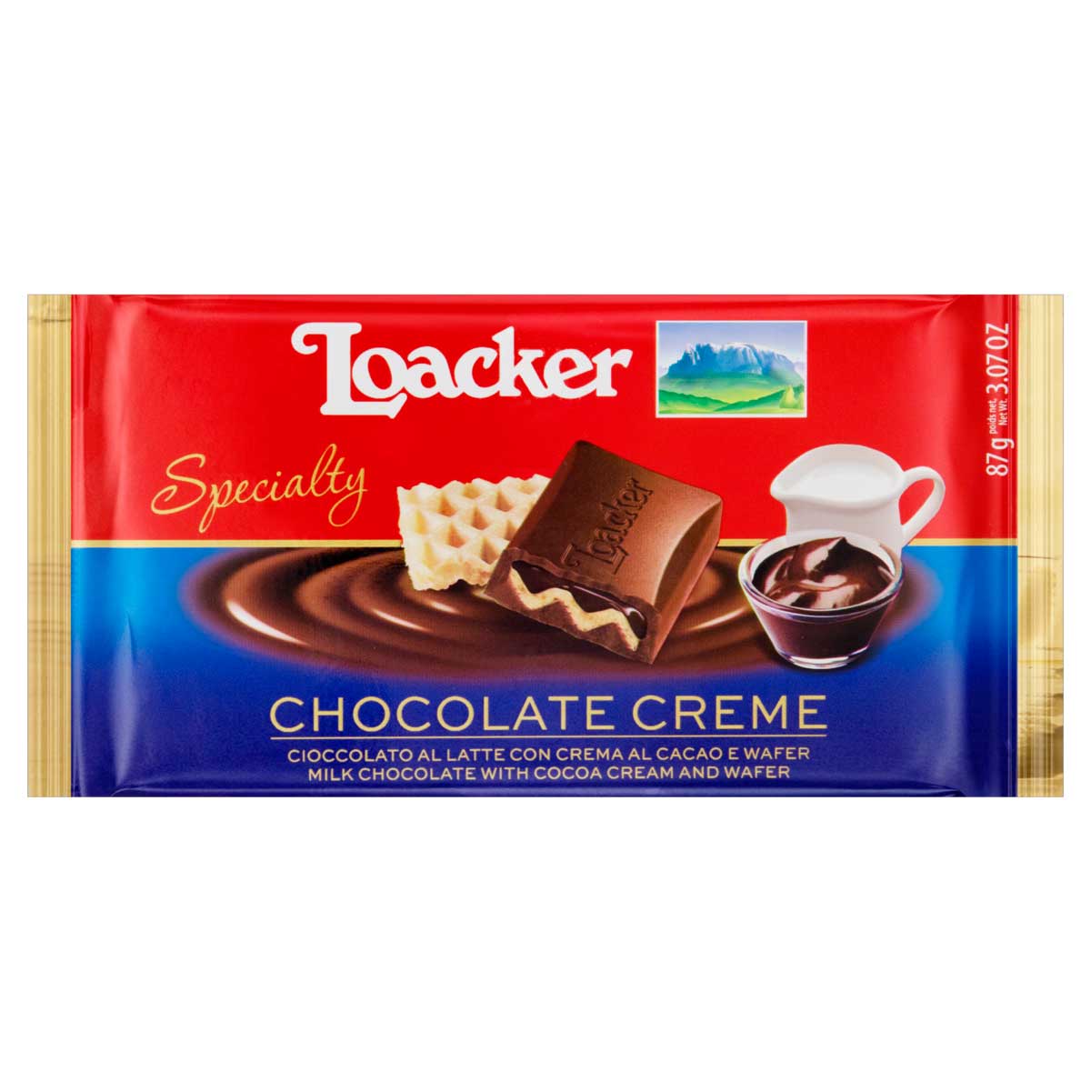 Chocolate ao Leite Recheio Creme de Cacau e Wafer Loacker Specialty Pacote 87 g