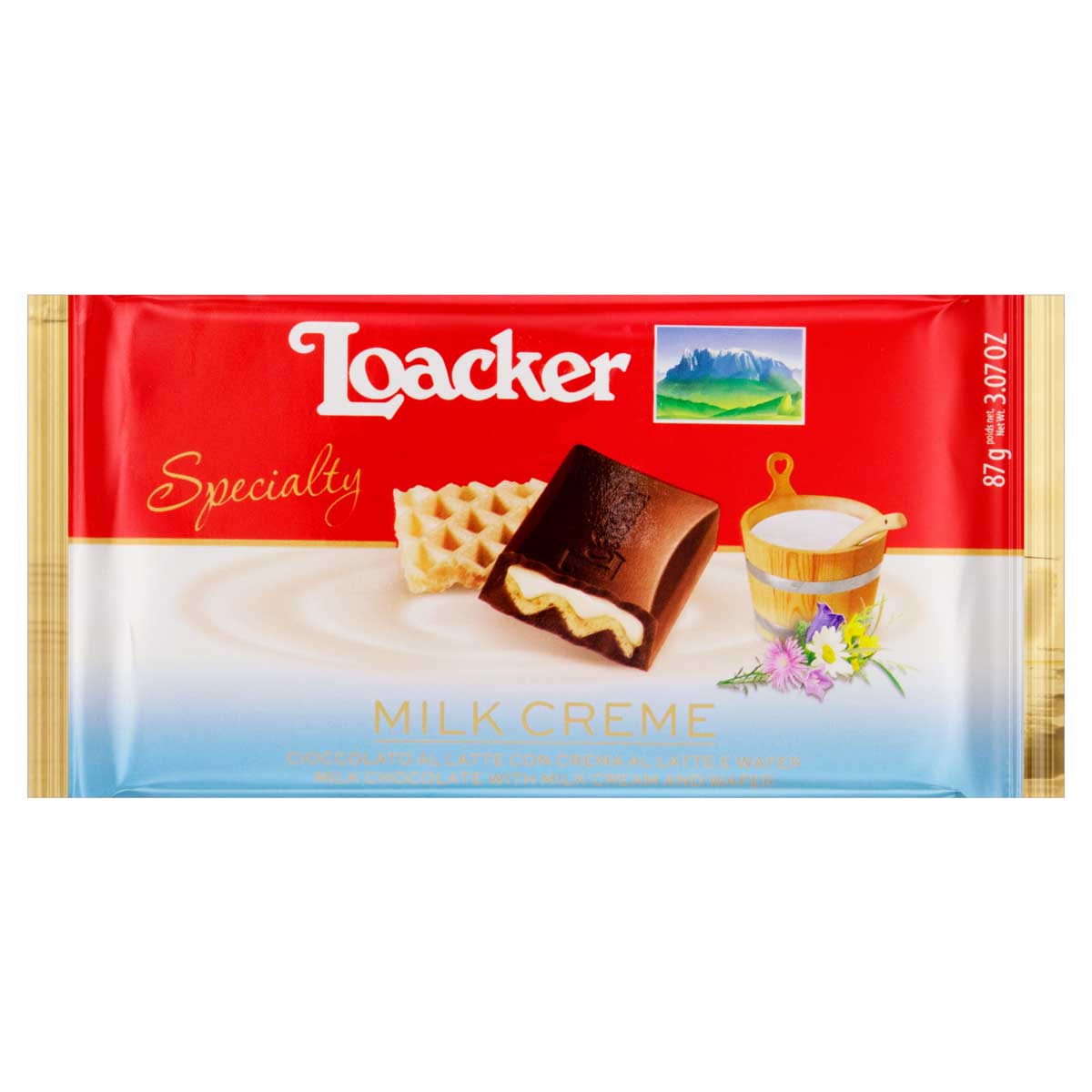 Chocolate ao Leite Recheio Creme de Leite e Wafer Loacker Specialty Pacote 87 g