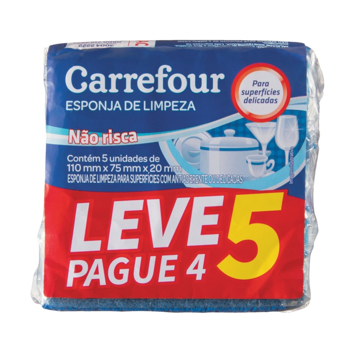 Esponja Não Risca Azul Carrefour Leve 5 Pague 4 Unidades