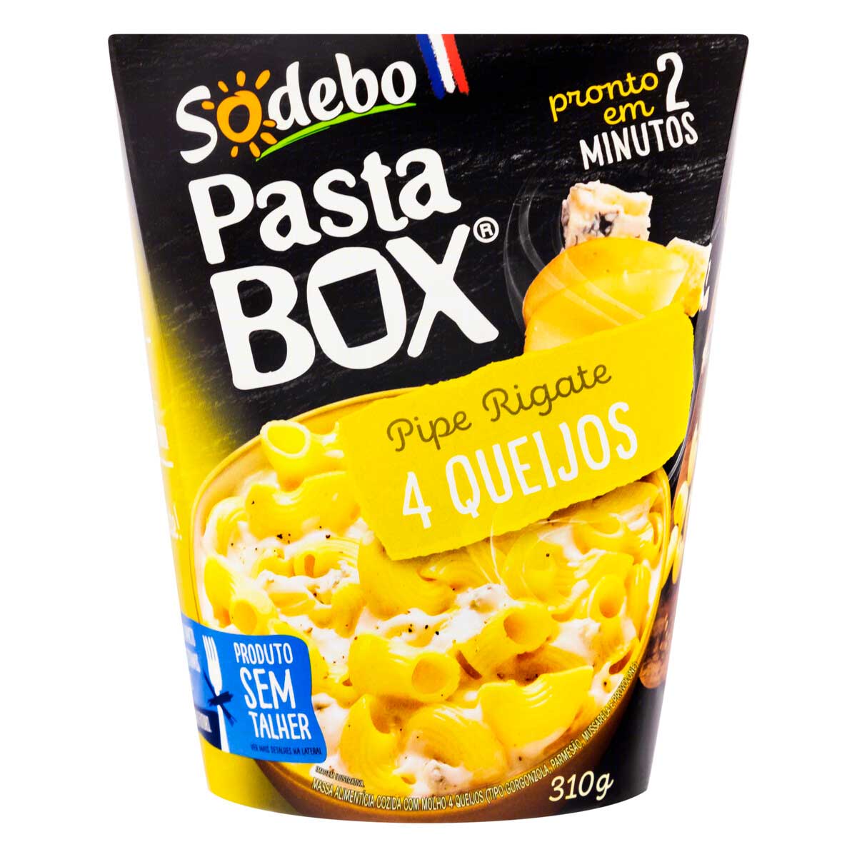 Pasta Box Pipe Rigate 4 Queijos Sodebo 310 g