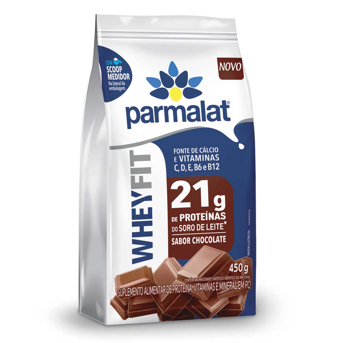 Suplemento Alimentar Chocolate Parmalat WheyFit Pacote 450 g