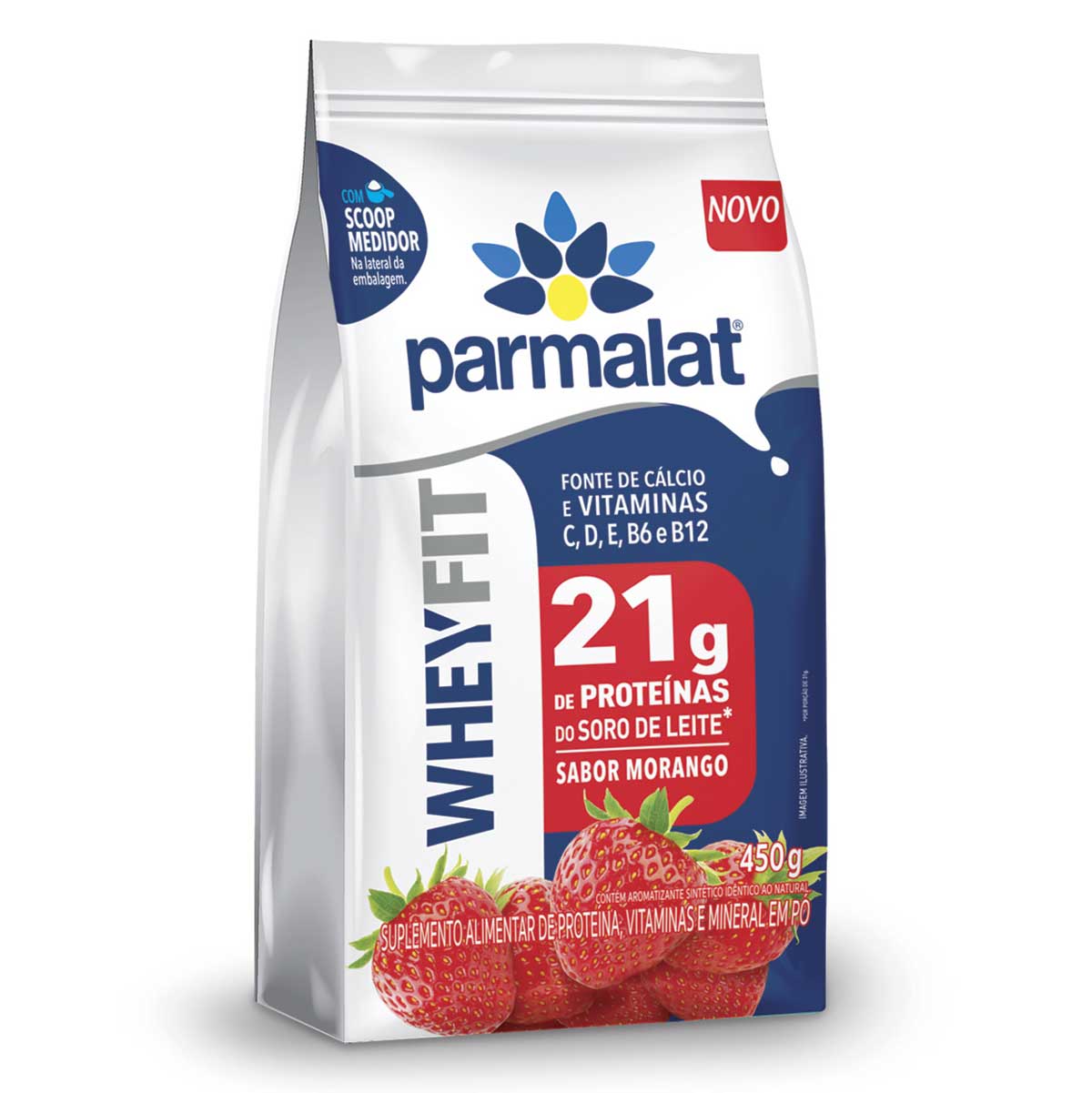 Suplemento Alimentar Morango Parmalat WheyFit Pacote 450 g