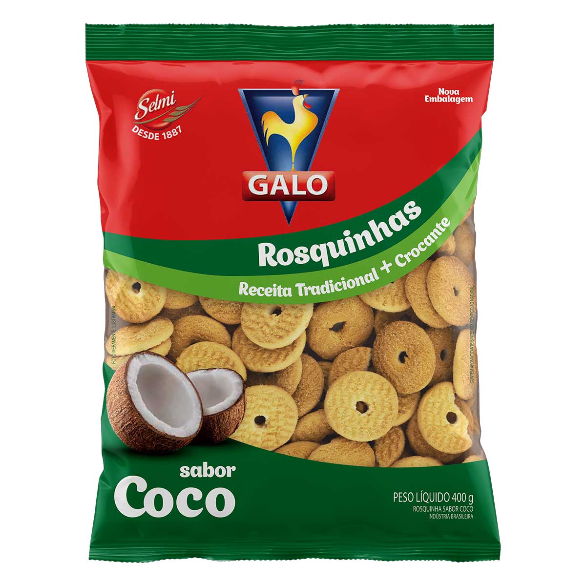 Biscoito Rosquinha Coco Galo Pacote 400 g