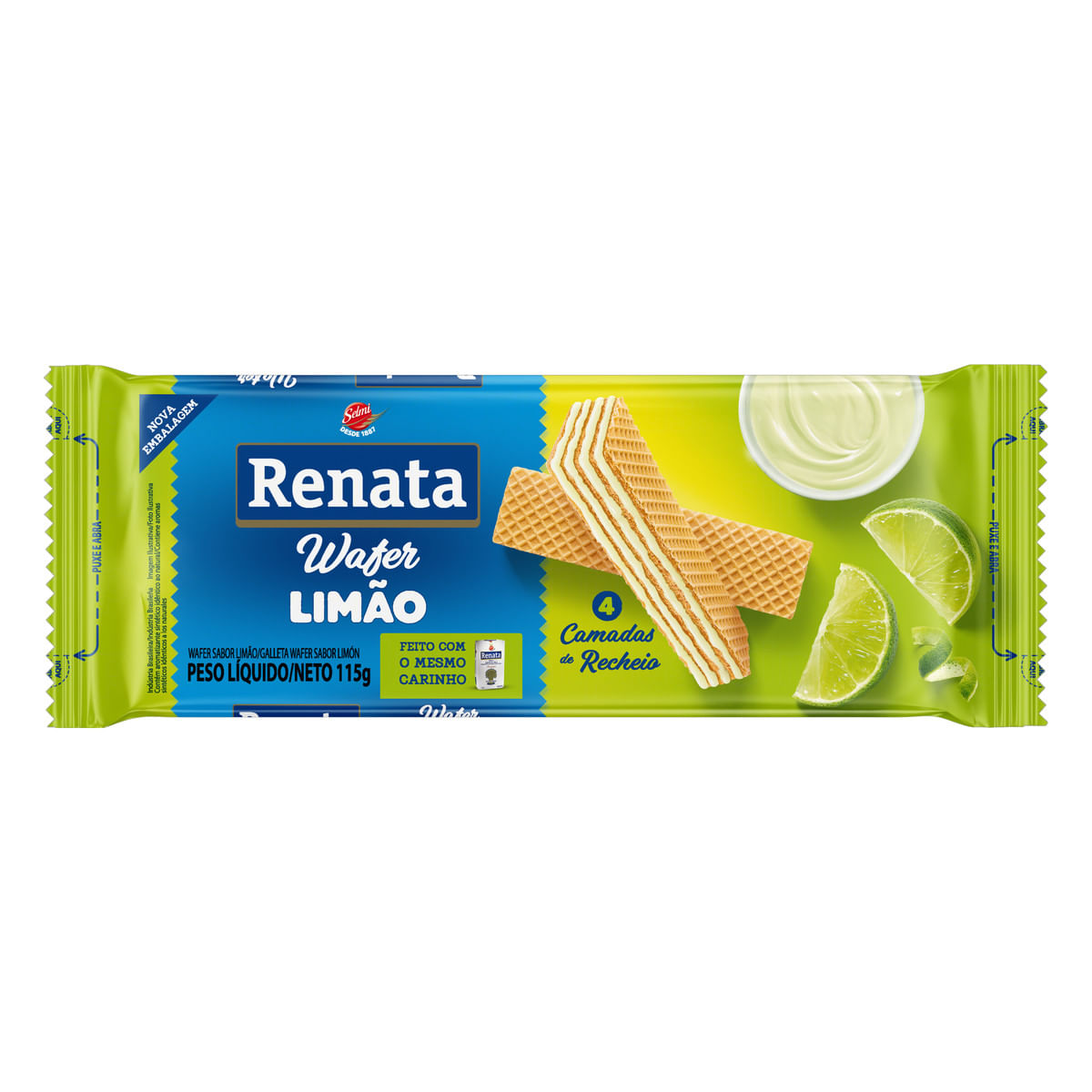 Biscoito Wafer Recheio Limão Renata Pacote 115 g