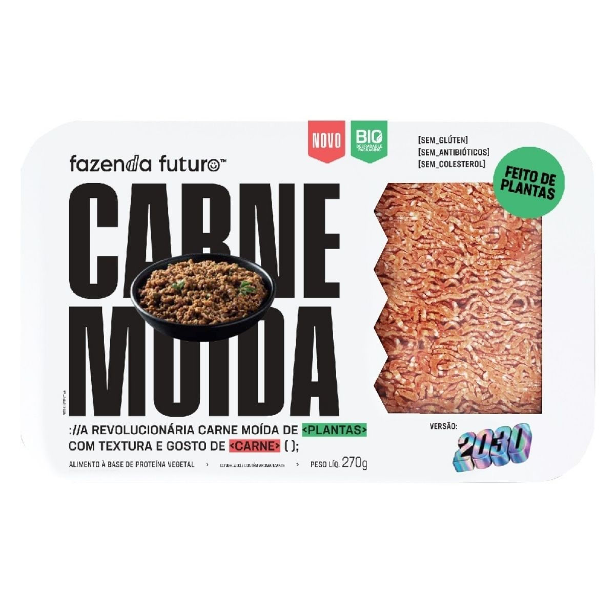 Carne Moída Congelada Plant Based Fazenda Futuro 270 g