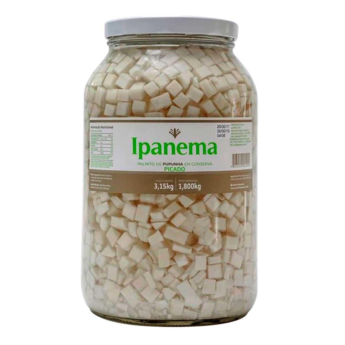 Palmito Pupunha Ipanema Picado 1,8 Kg