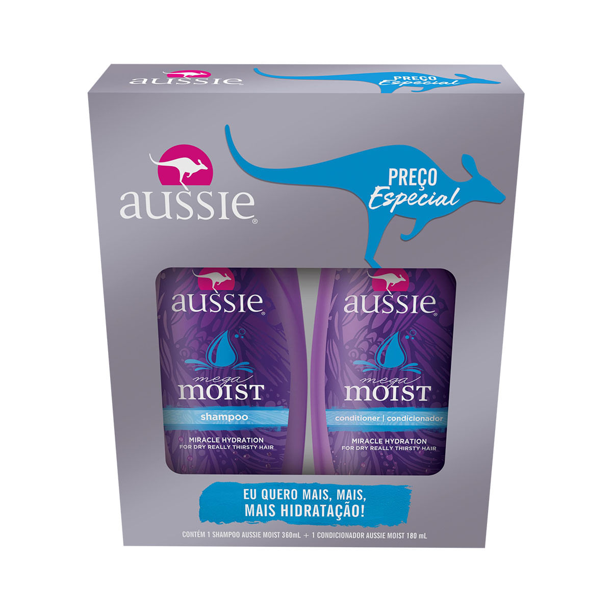 Kit de Shampoo e Condicionador Aussie Mega Moist