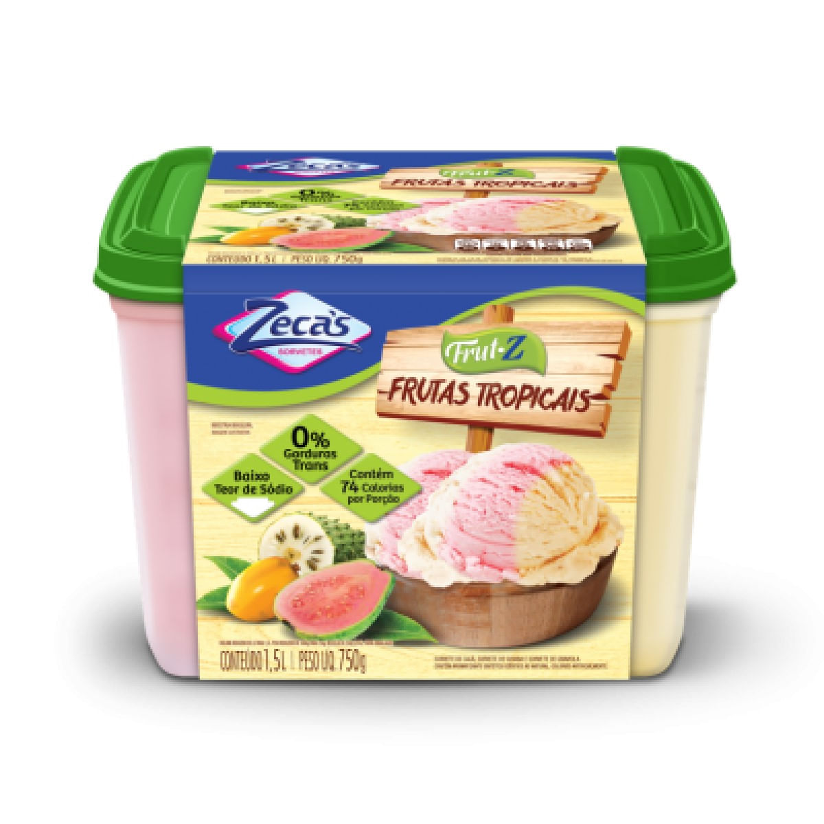 Sorvete de Frutas Tropicais Zecas 1,5 L