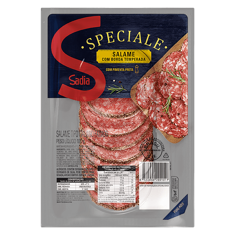 Salame Italiano Fatiado com Borda Temperada Speciale Sadia 100 g