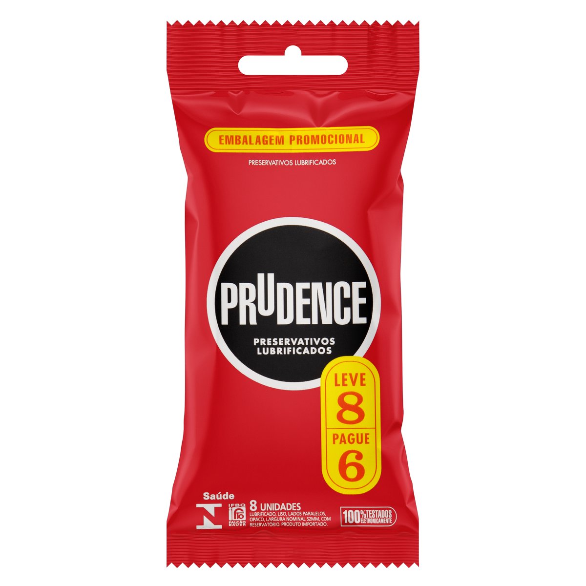 Preservativo Masculino Lubrificado Pacote Prudence  8 Unidades