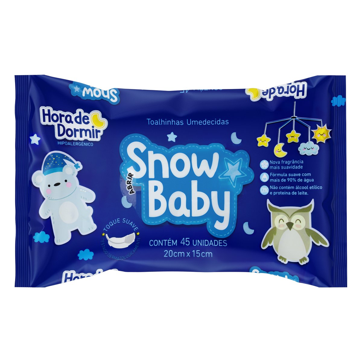 Toalha Umedecida Suave Snow Baby Hora de Dormir Pacote 45 Unidades