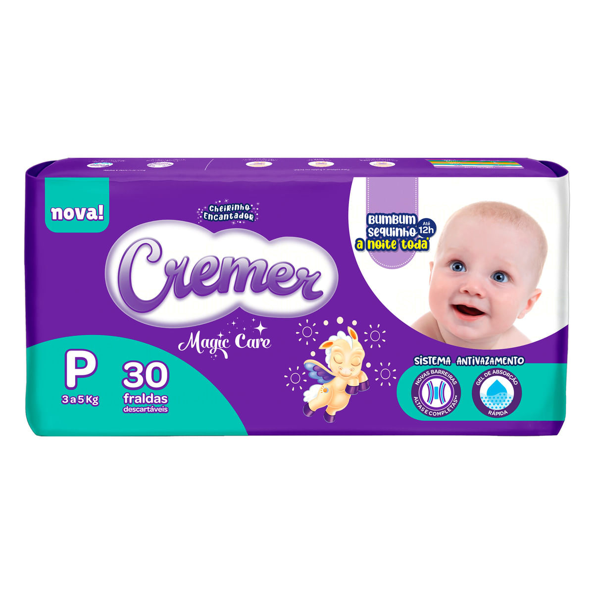 Fralda Descartável Infantil Cremer Magic Care P Pacote 30 Unidades