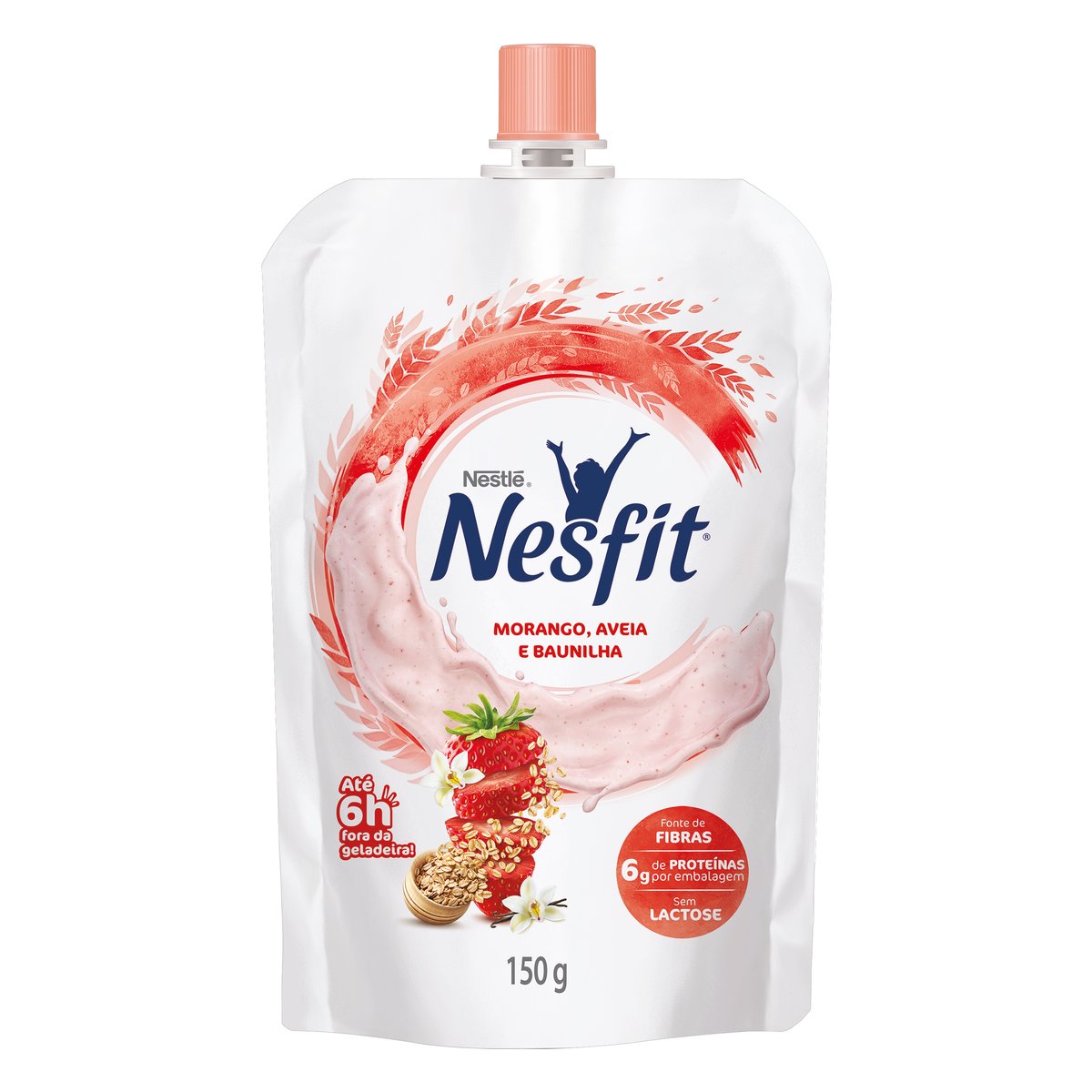 Iogurte Desnatado sem Lactose Nestlé Morango Aveia e Baunilha Nesfit Squeeze 150 g