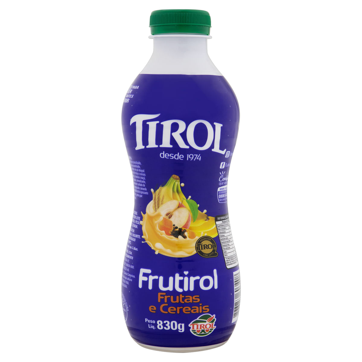 Bebida Láctea Fermentada Frutas e Cereais Tirol Frutirol Garrafa 830 g