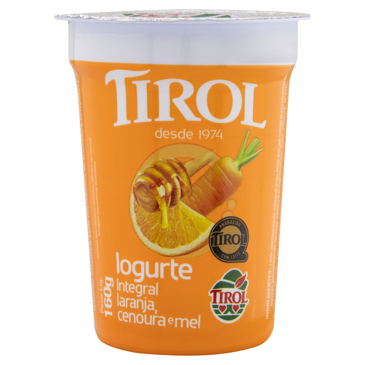 Iogurte Integral Laranja, Cenoura e Mel Tirol Copo 160 g