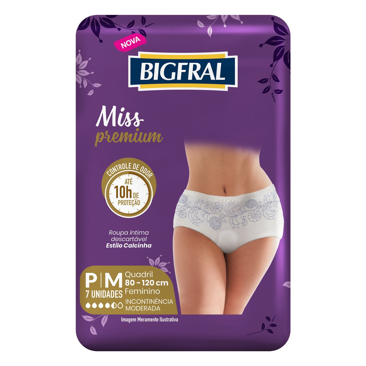 Roupa Íntima Descartável Feminina Bigfral Miss Premium P/M Pacote 7 Unidades