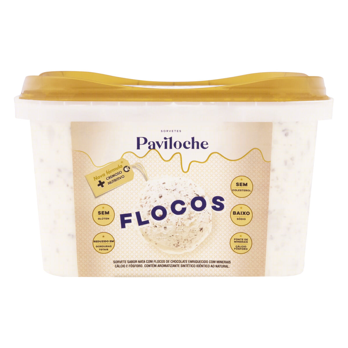 Sorvete Flocos Paviloche Clássicos Pote 1,5 L