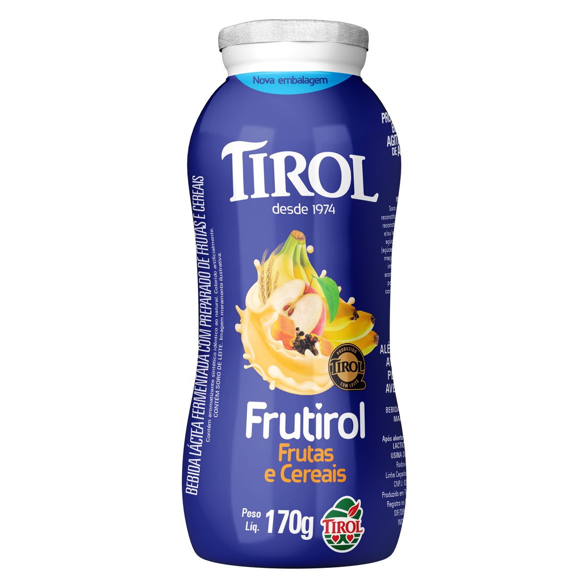 Bebida Láctea Fermentada Frutas e Cereais Tirol Frutirol Frasco 170 g