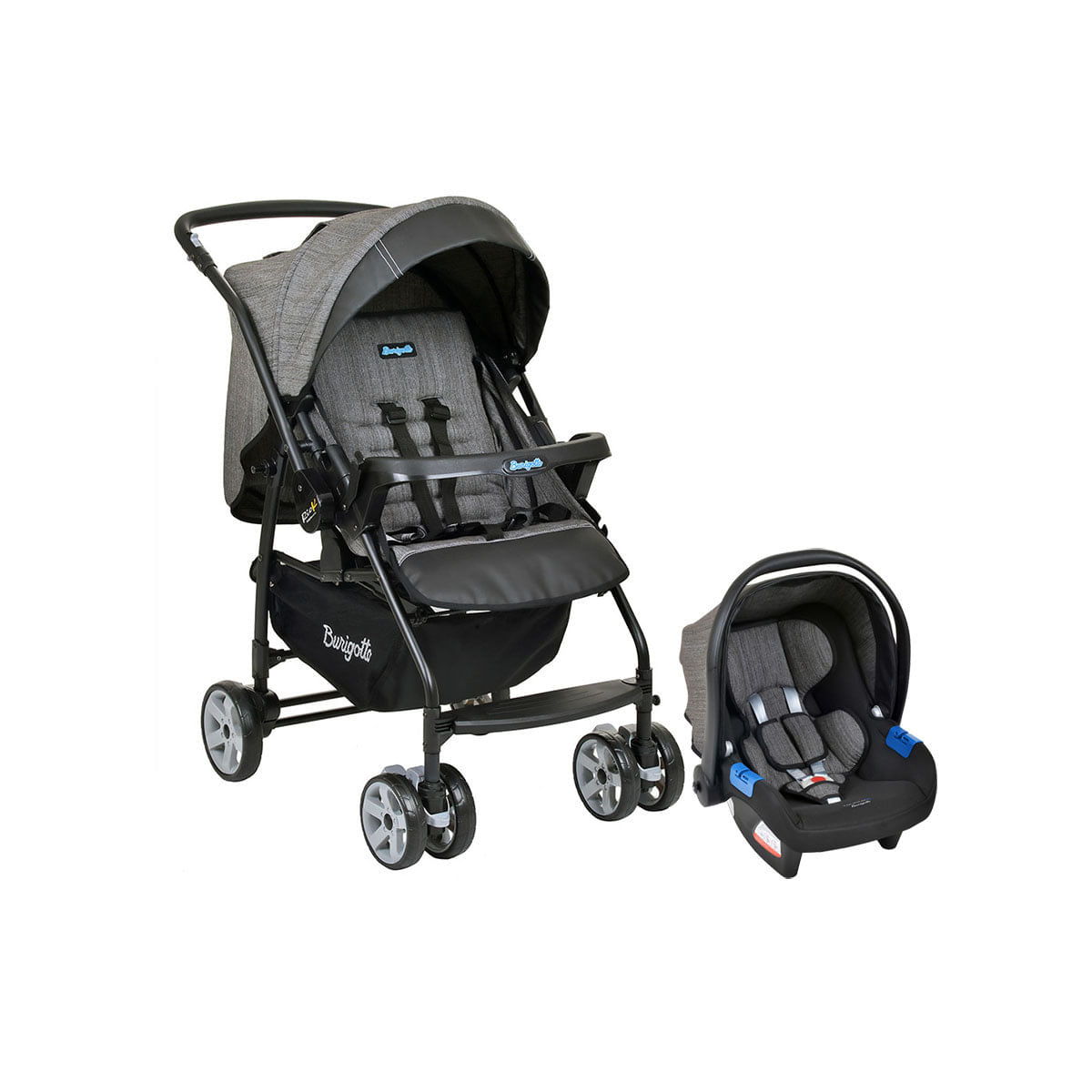 Carrinho de Bebê Travel System Burigotto 4 Rodas 4 Posições Suporta Crianças de Até 15Kg Rio K Preto