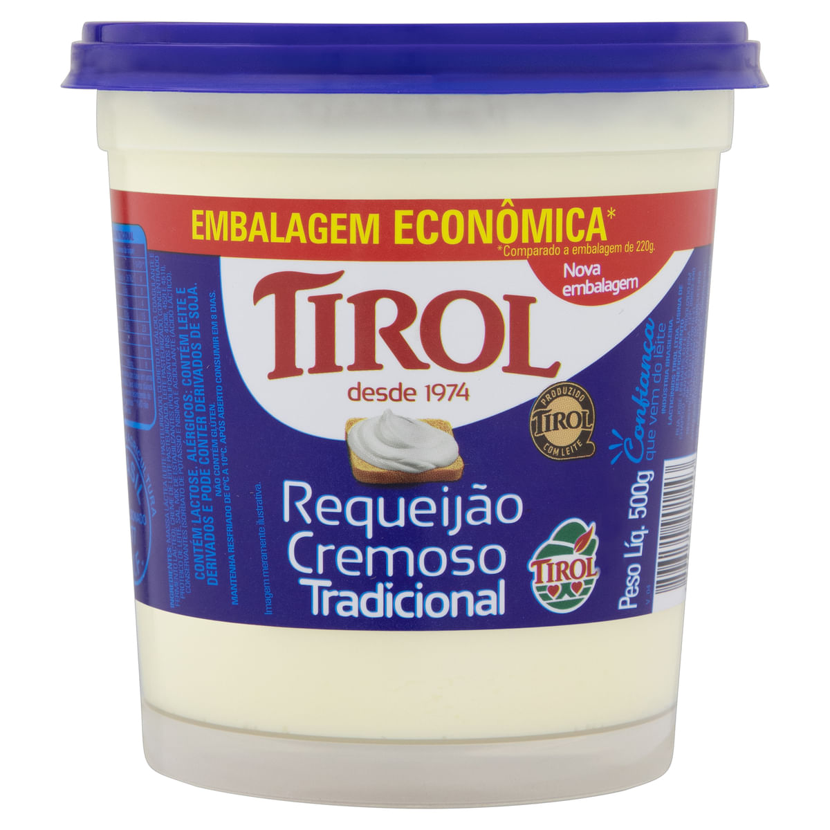 Requeijão Cremoso Tradicional Tirol Pote 500 g Embalagem Econômica