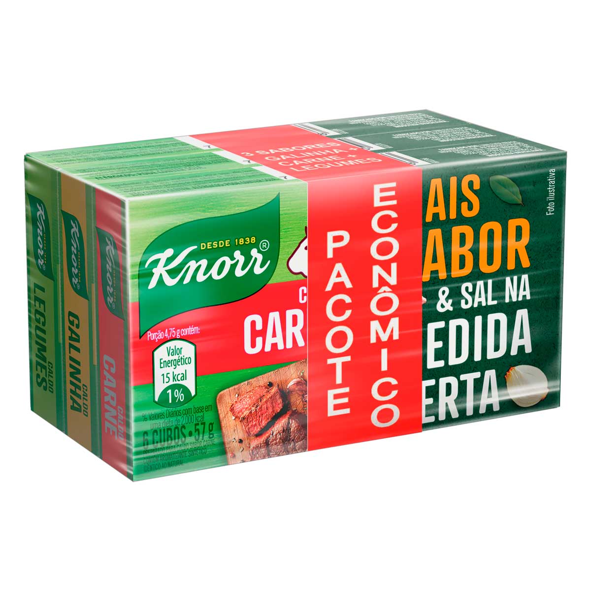 Kit Caldo em Tablete Galinha + Carne + Legumes Knorr Mais Sabor 57g Cada Pacote Econômico