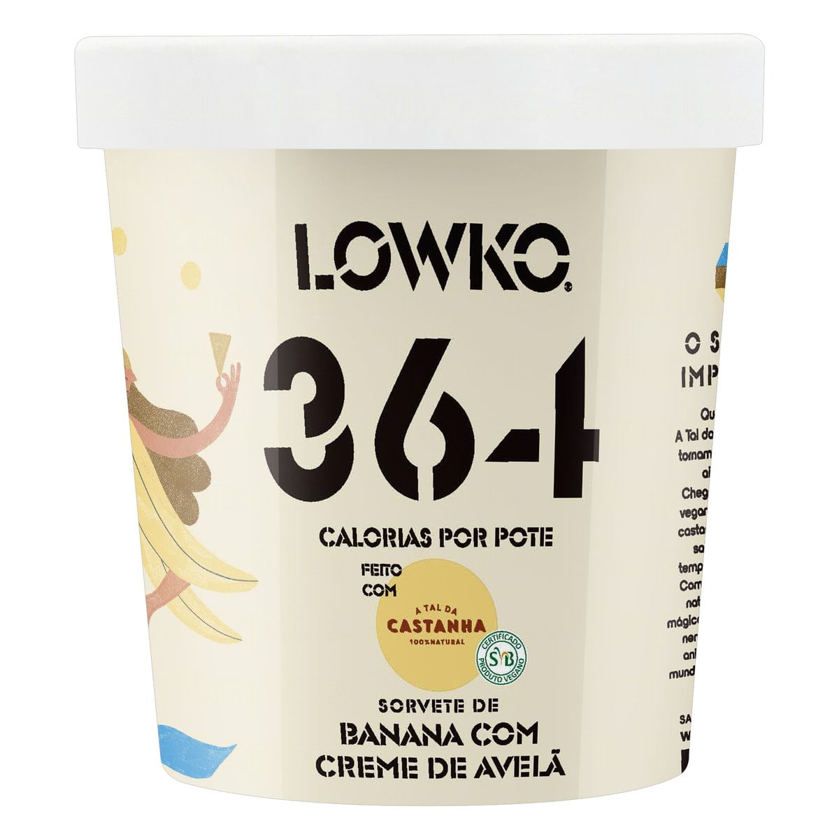 Sorvete Banana com Creme de Avelã Lowko Pote 455ml