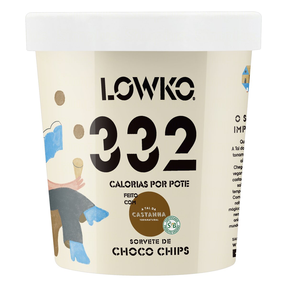 Sorvete Choco Chips Lowko Pote 455ml