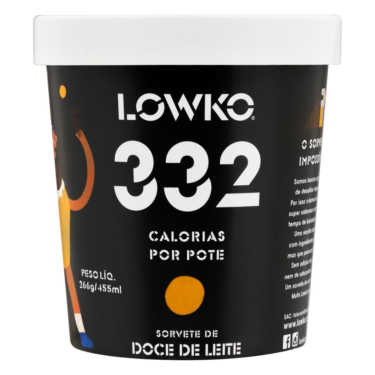 Sorvete Doce de Leite Lowko Pote 455ml