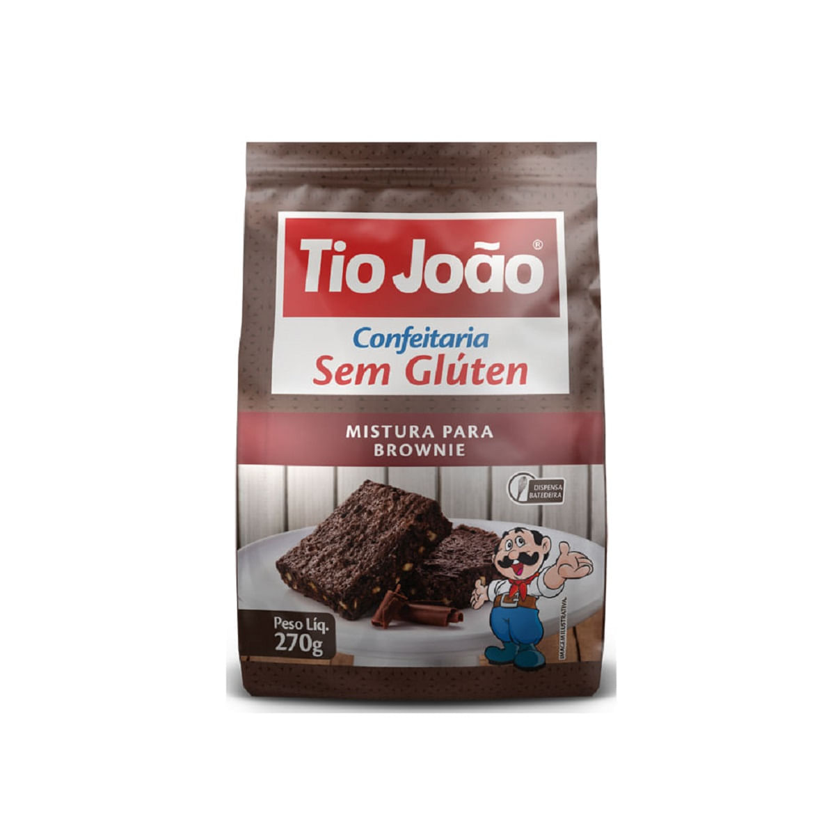 Mistura para Bolo Tipo Brownie sem Glúten Tio João  270 g