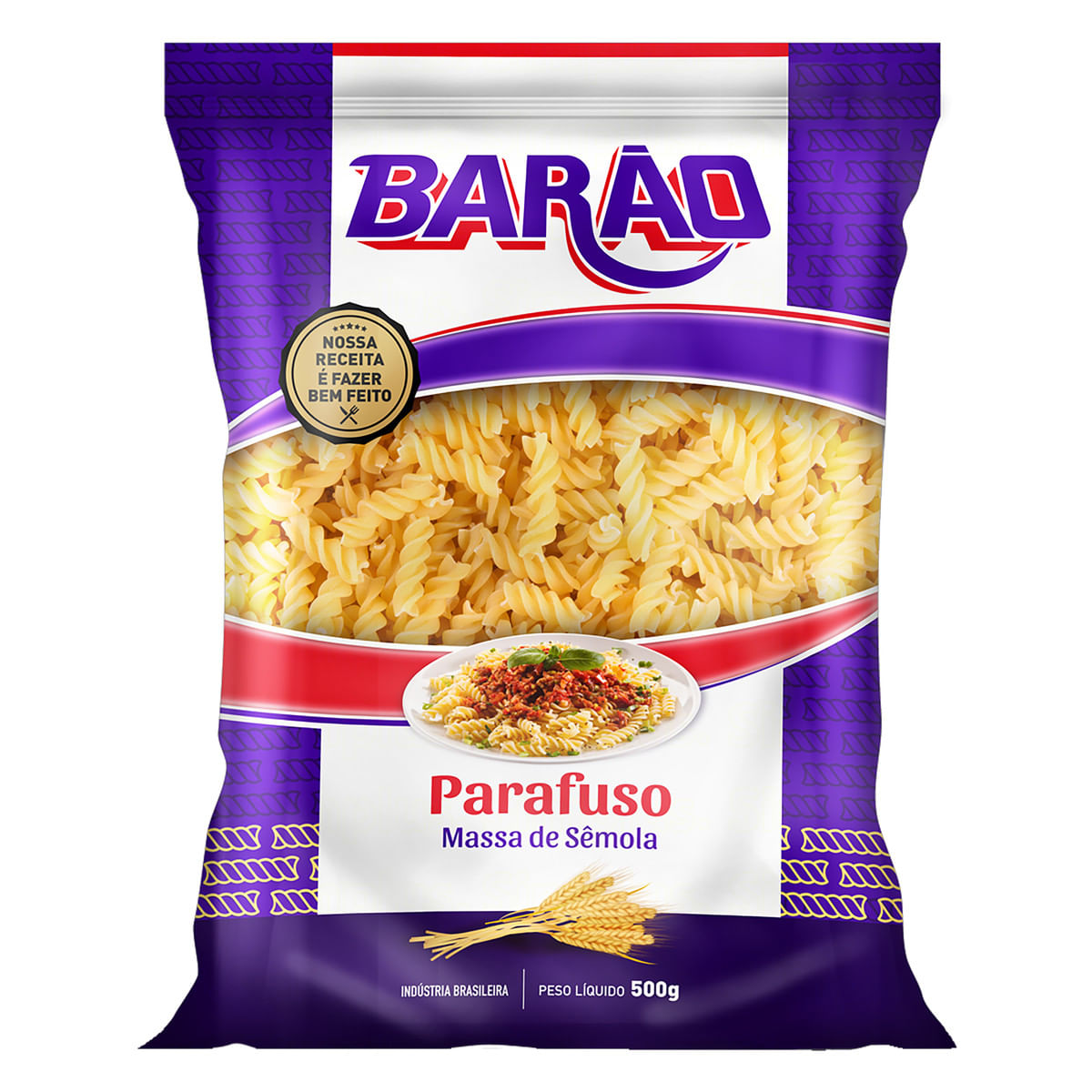 Macarrão de Sêmola Parafuso Barão Pacote 500 g