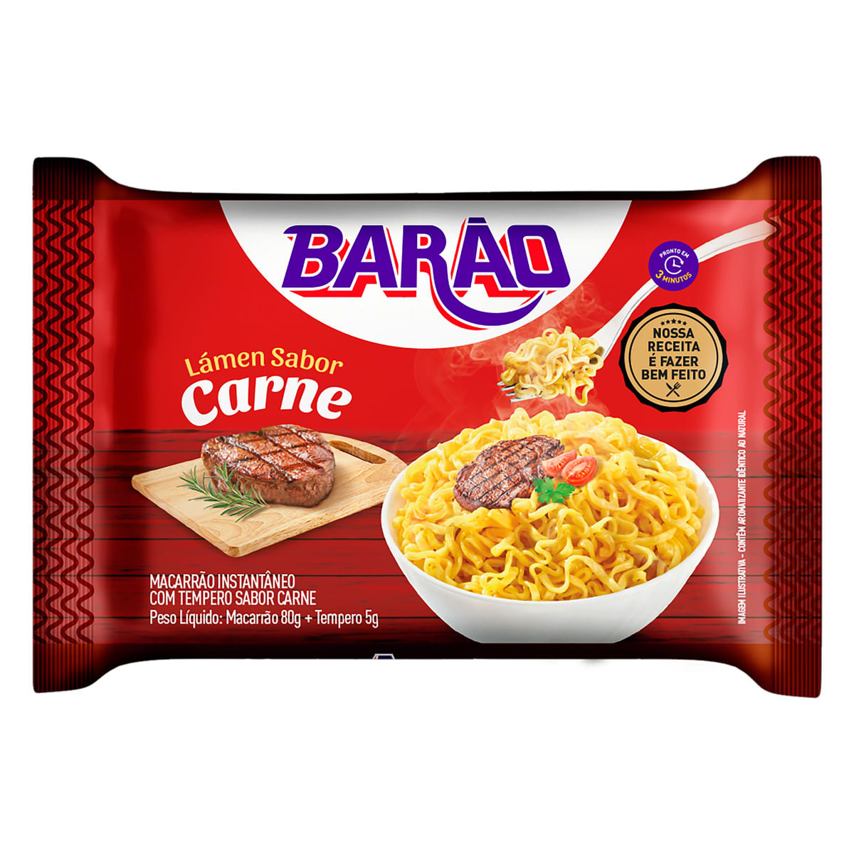 Macarrão Instantâneo Lámen com Tempero Carne Barão Pacote 85 g