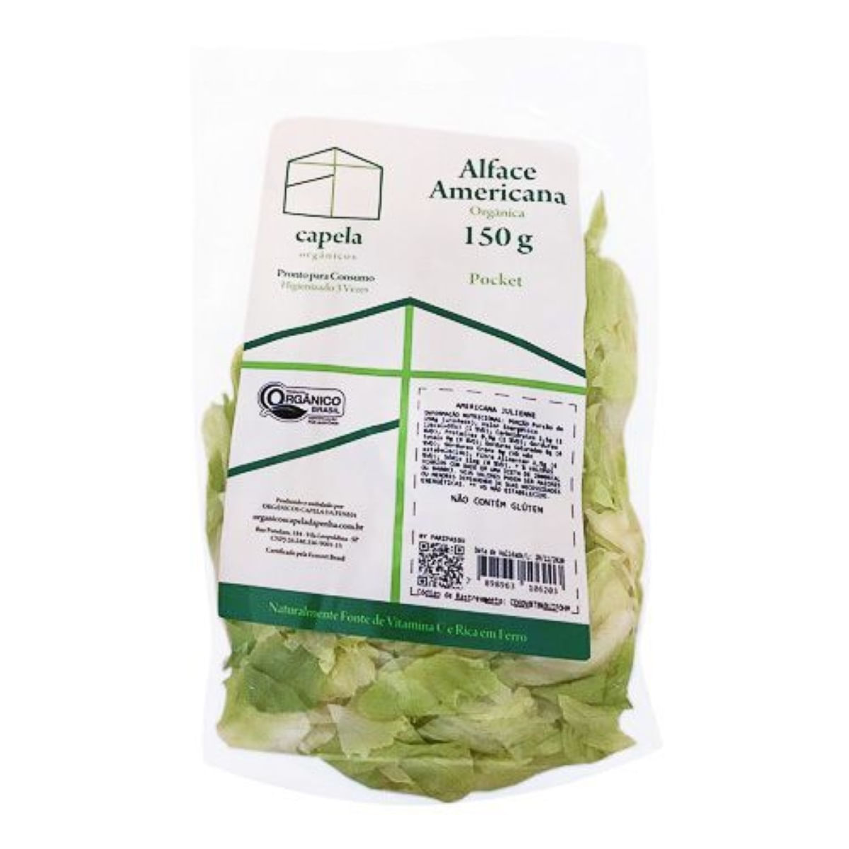 Alface Americana Julienne Higienizada Orgânica Capela 150 g