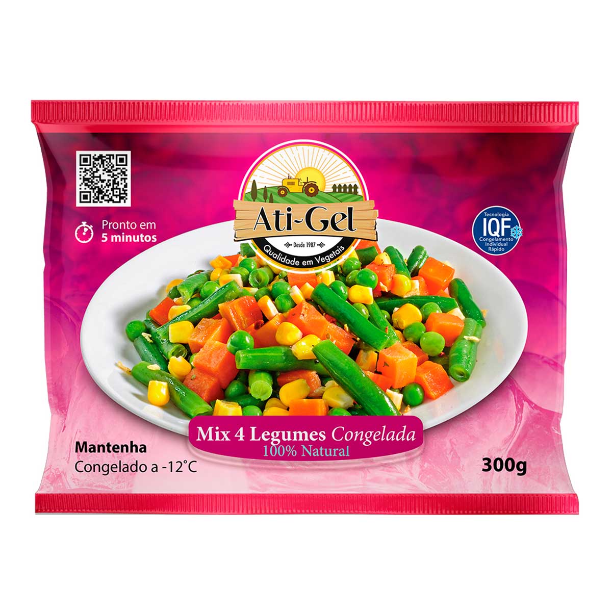 Mix de Legumes Congelado Ervilha Cenoura Vargem e Milho Ati-gel 300 g