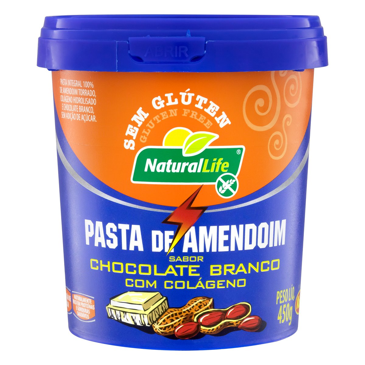 Pasta de Amendoim Integral Chocolate Branco com Colágeno Natal Life 450 g