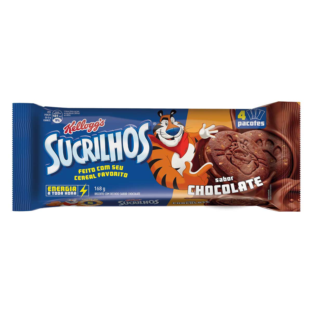 Biscoito Recheio Chocolate Kellogg&apos;s Sucrilhos Pacote 168 g