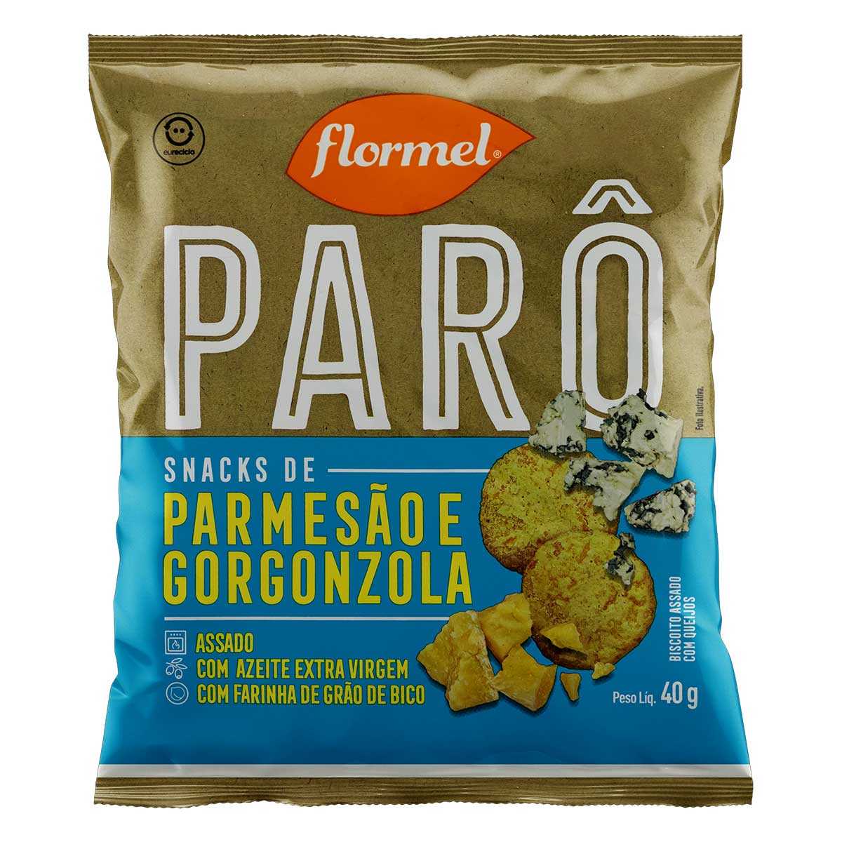 Snack Parmesão e Gorgonzola Flormel Parô Pacote 40 g