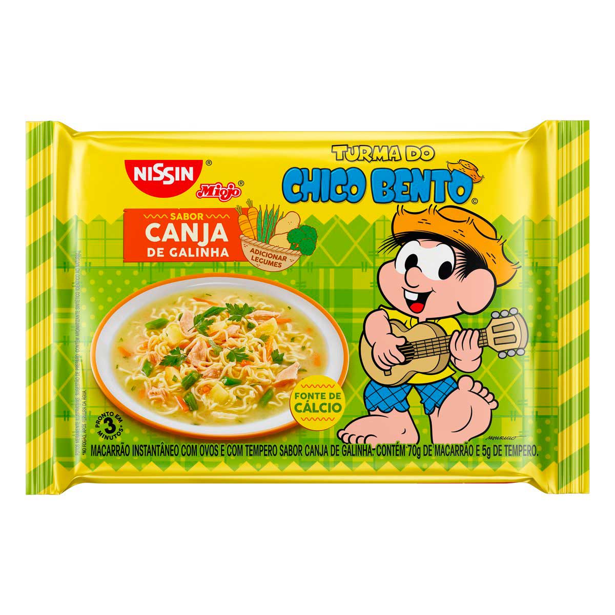 Macarrão Instantâneo Canja de Galinha Turma do Chico Bento Nissin Miojo Pacote 75g